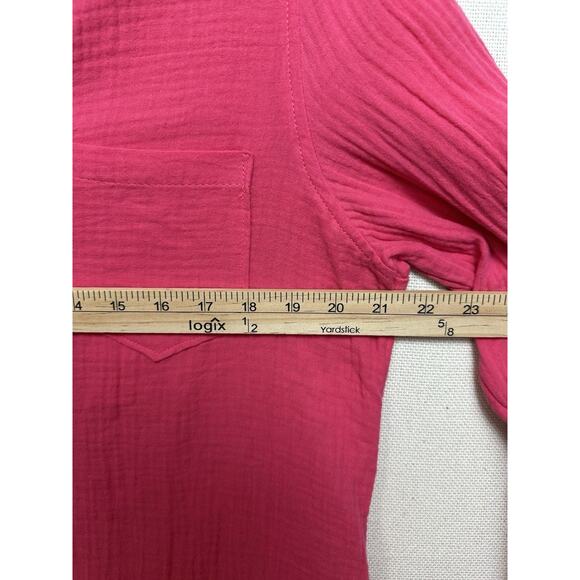 NWT Women’s Popover Gauze Top Tunic SZ XL Pink Long Sleeve Casual 1/4 Button Up - Picture 9 of 15